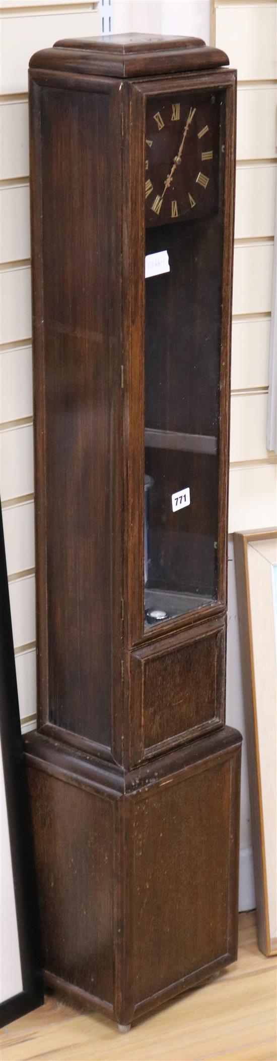 An oak electric longcase clock H.125cm